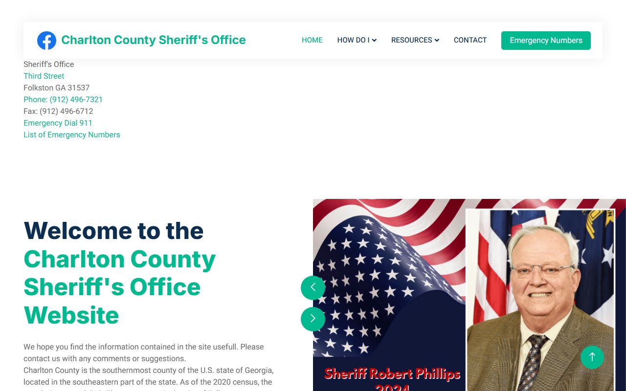 Charlton County sheriff site for inmate population records